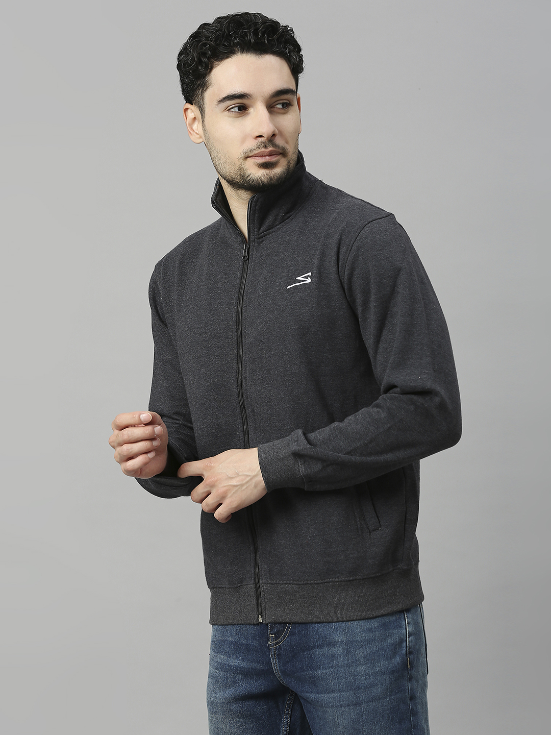 SG Men Dark Grey Solid Long Sleeves Round Neck Jackets (3)