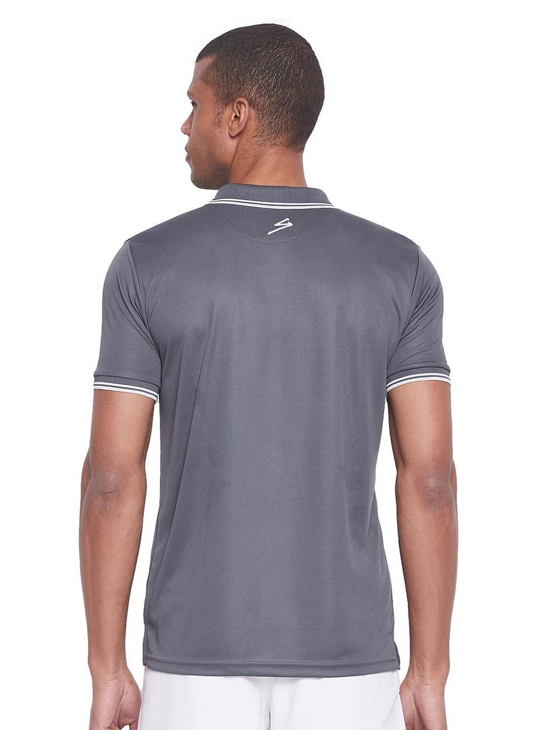 SG Men Dark Grey Solid Short Sleeves Polo Collar T-Shirts (3)
