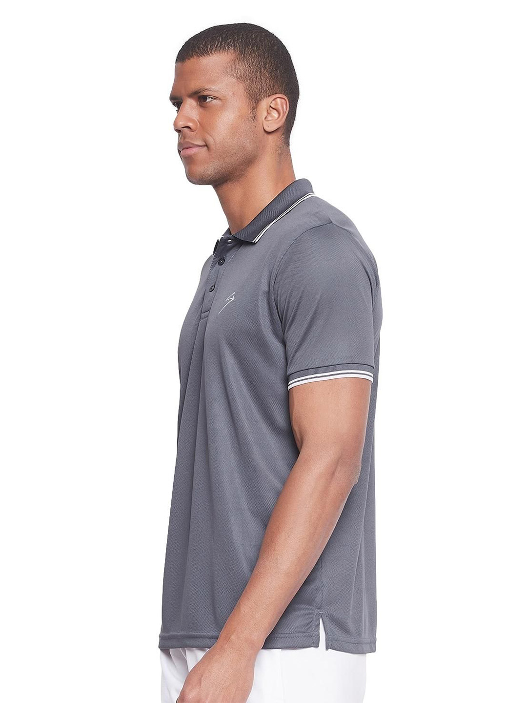 SG Men Dark Grey Solid Short Sleeves Polo Collar T-Shirts (2)