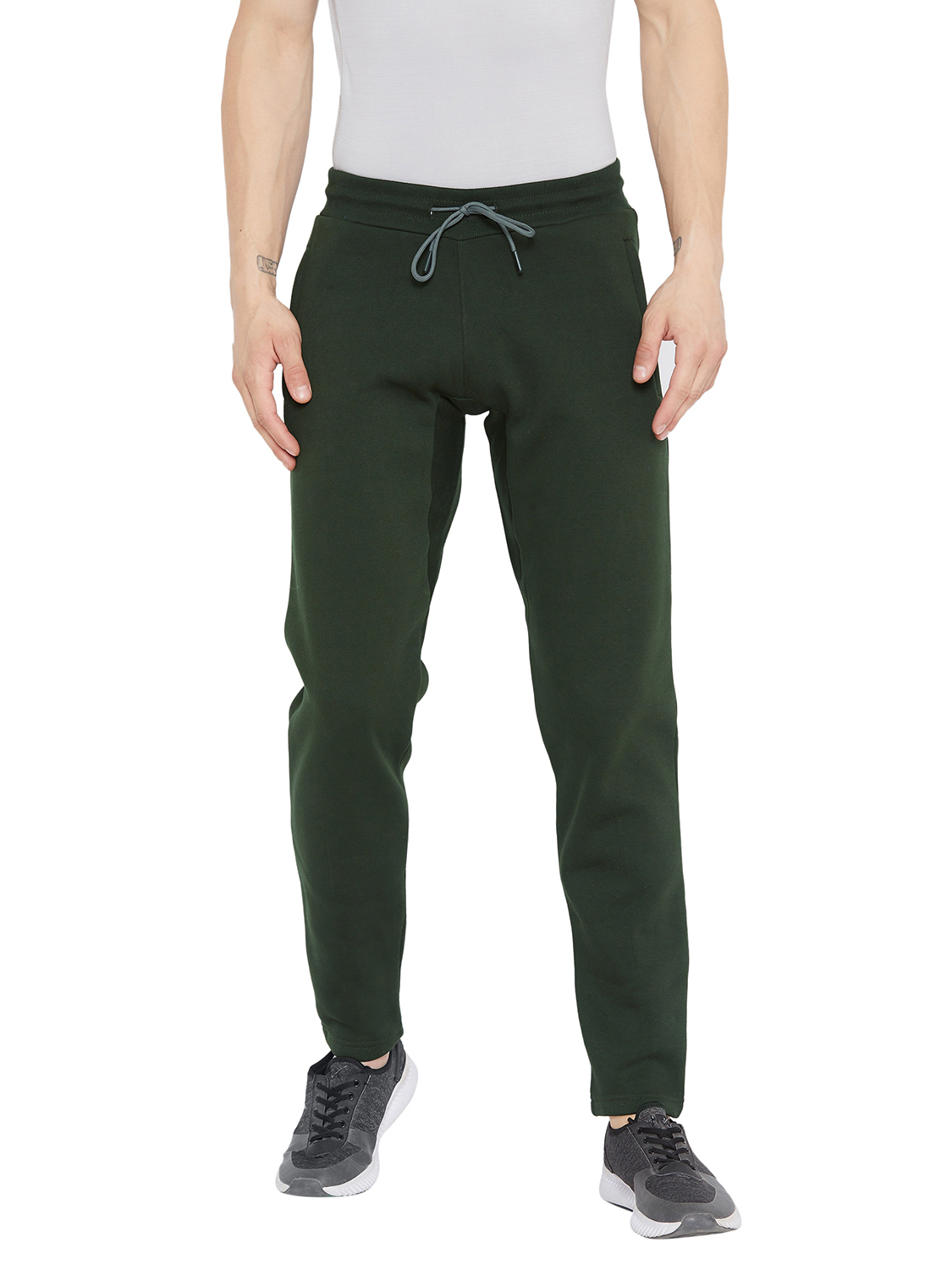 SG Men Dark Olive Printed Polyester Regular Fit Track Pants (1)