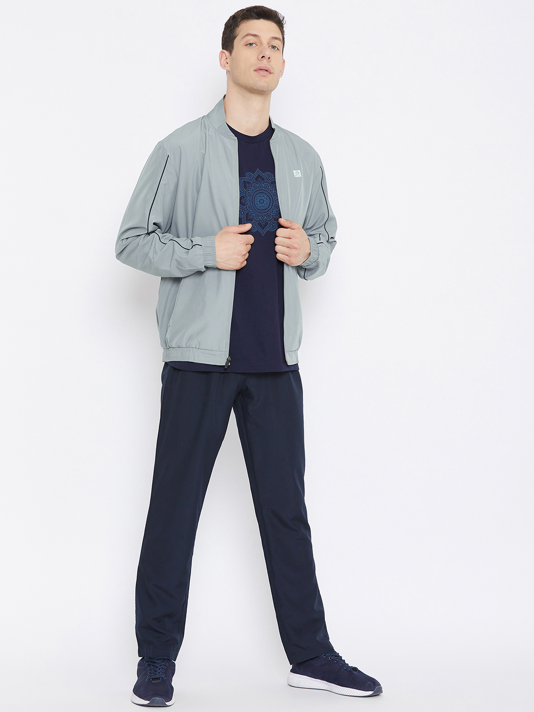 SG Men Foggy Grey Solid Long Sleeves Round Neck Co-ord Sets (2)