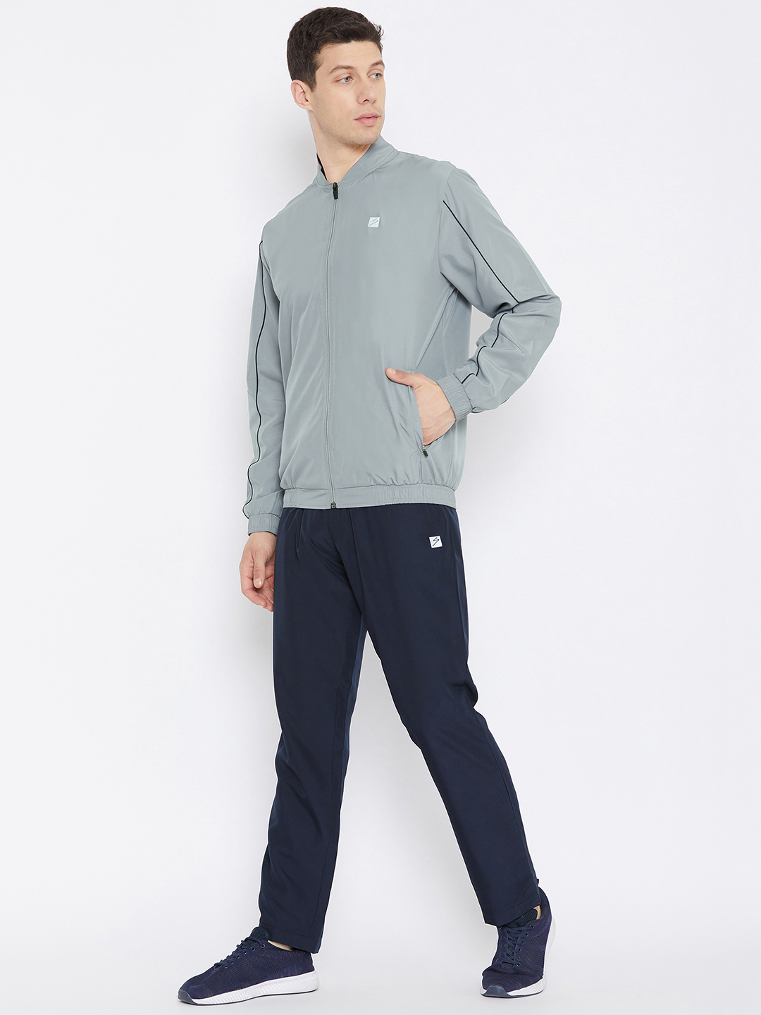 SG Men Foggy Grey Solid Long Sleeves Round Neck Co-ord Sets (3)
