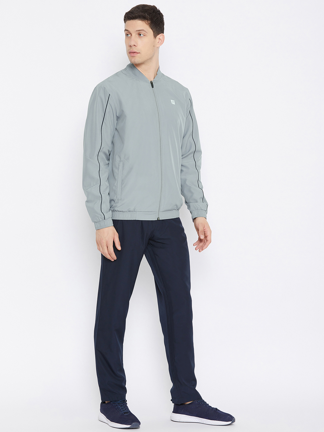 SG Men Foggy Grey Solid Long Sleeves Round Neck Co-ord Sets (4)