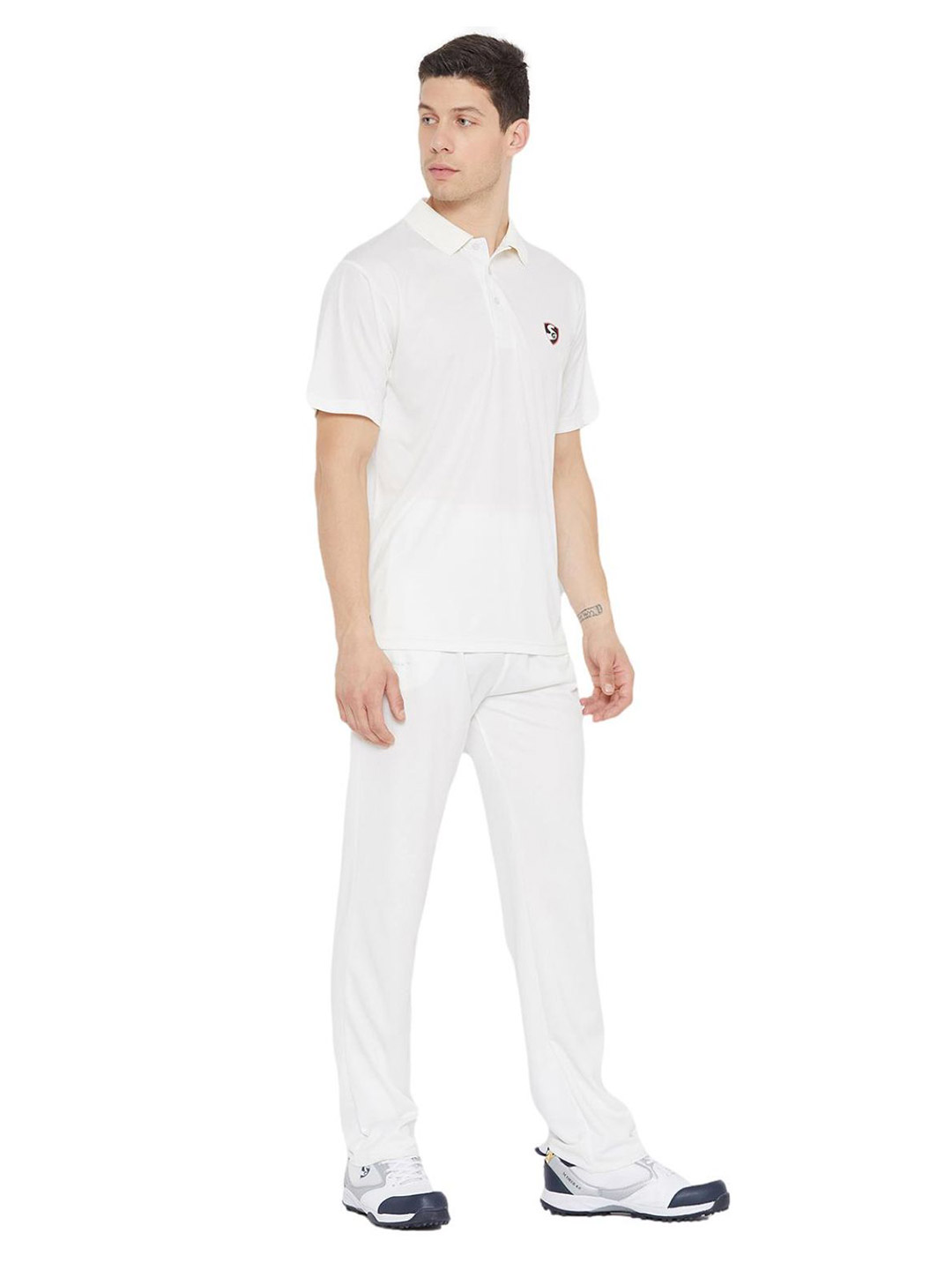 SG Men Half Sleeves Off-White Cricket Club Polo Neck Shirt (3)