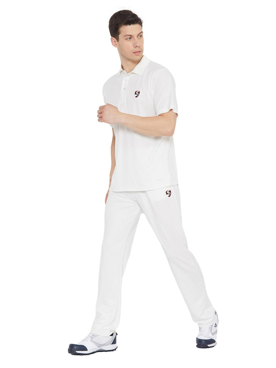 SG Men Half Sleeves Off-White Cricket Club Polo Neck Shirt (4)