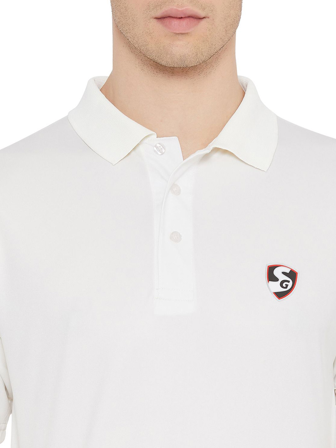 SG Men Half Sleeves Off-White Cricket Club Polo Neck Shirt (8)