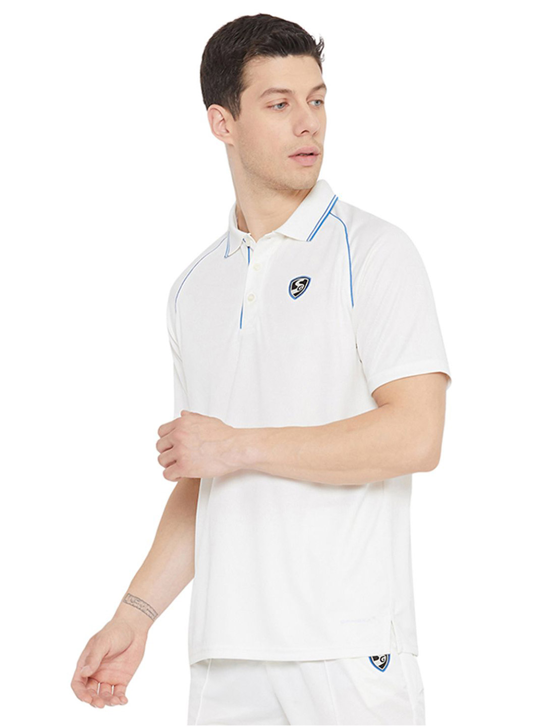 SG Men Half Sleeves Off-White Cricket Legend Polo Neck Shirt (4)