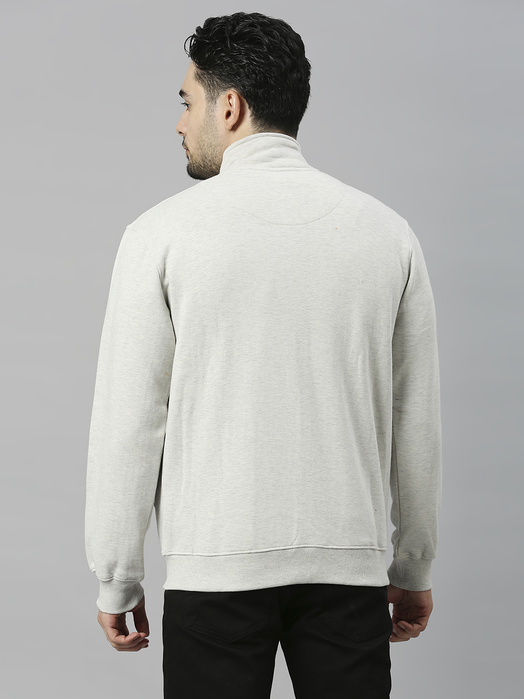 SG Men Light Grey Solid Long Sleeves Round Neck Jackets (2)