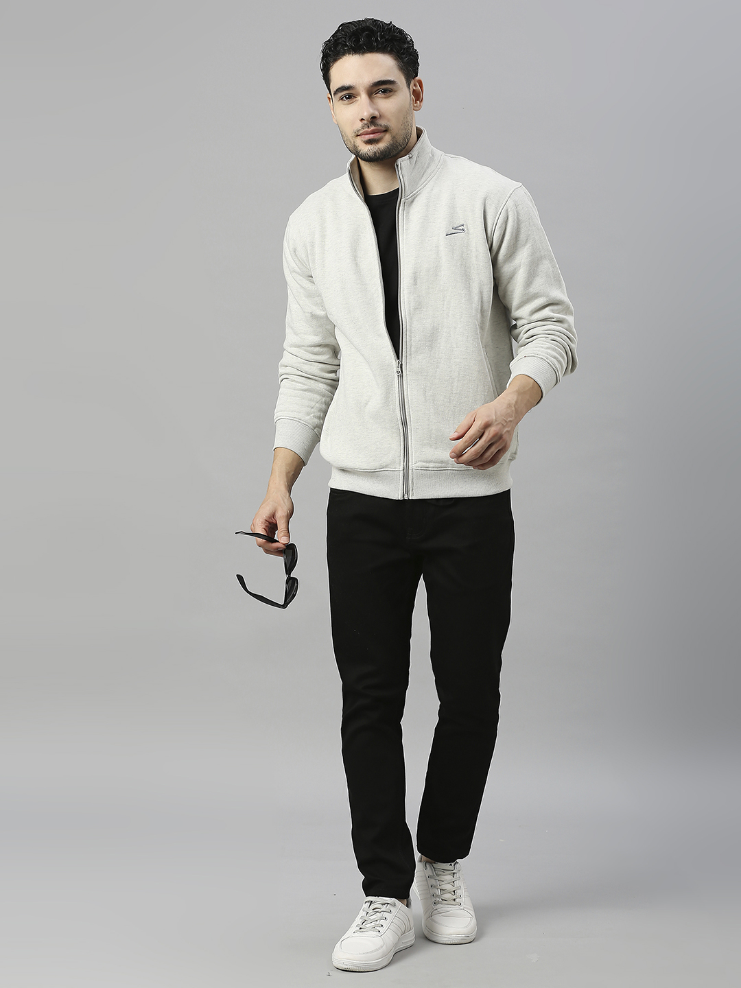 SG Men Light Grey Solid Long Sleeves Round Neck Jackets (4)