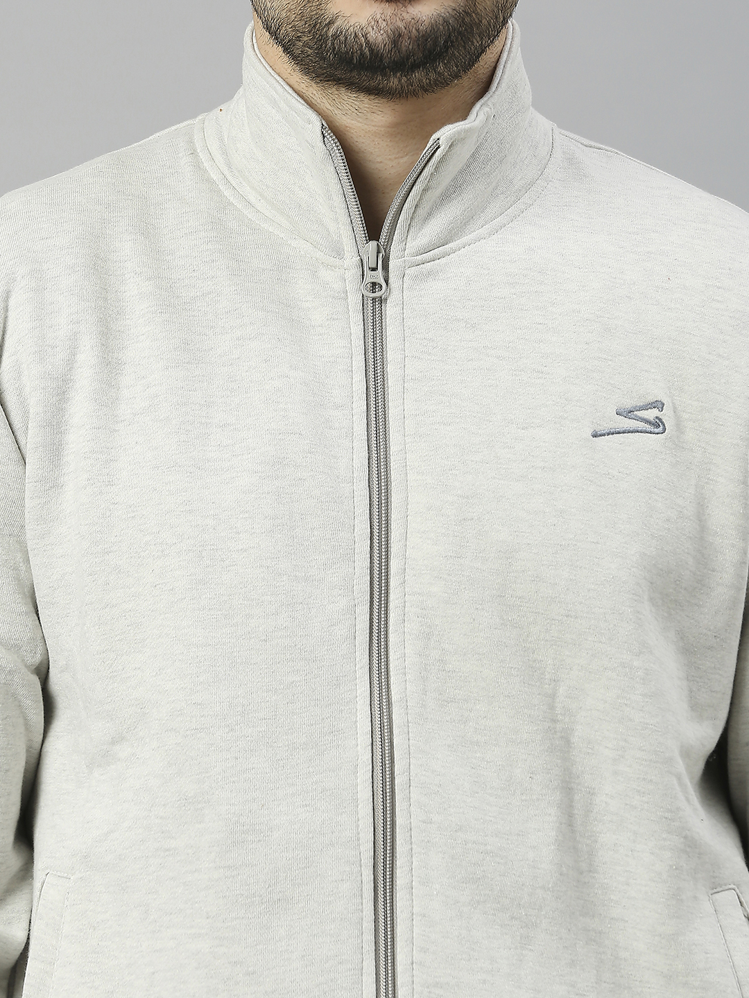 SG Men Light Grey Solid Long Sleeves Round Neck Jackets (6)