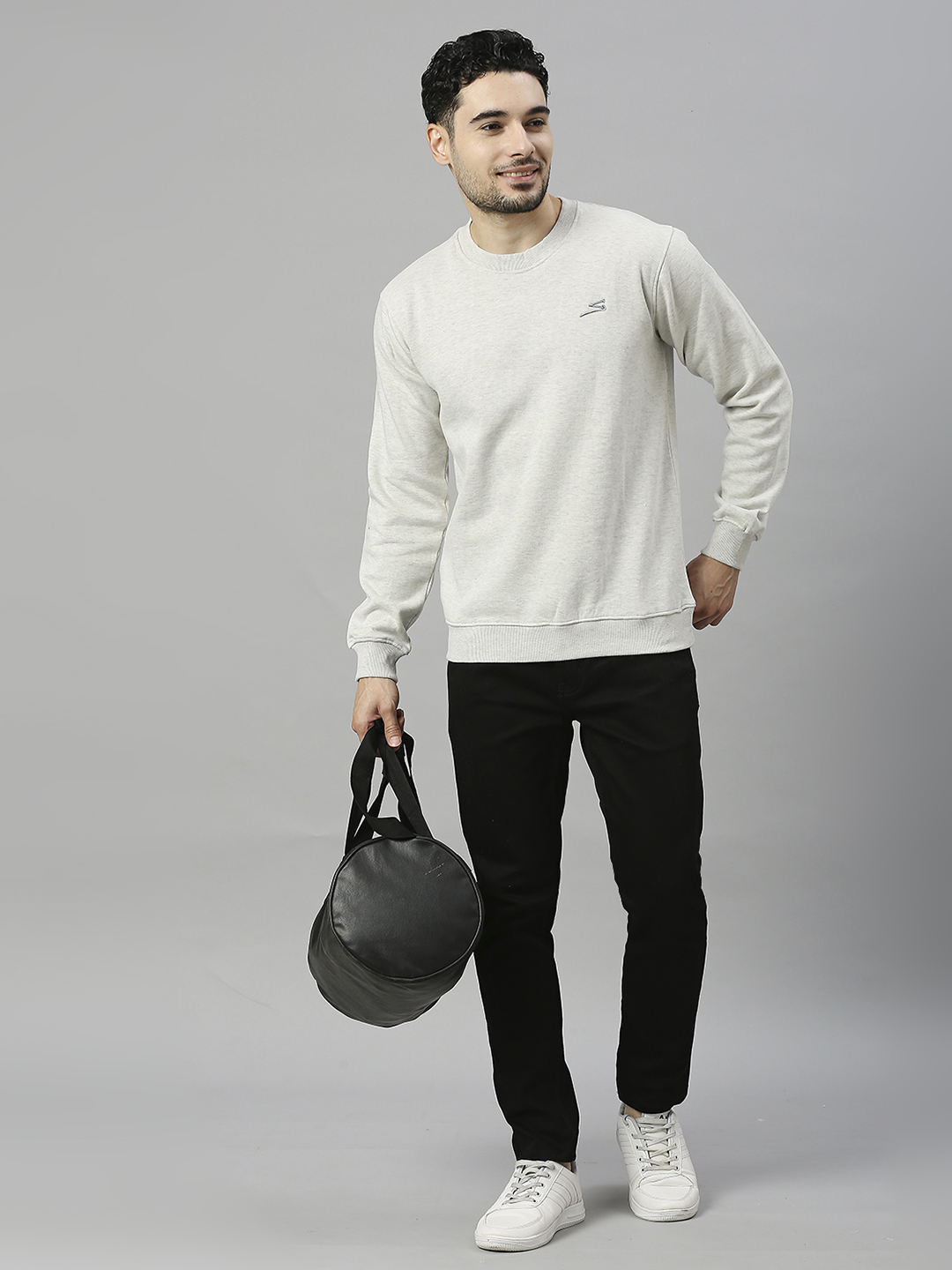 SG Men Light Grey Solid Long Sleeves Round Neck Sweatshirts (4)