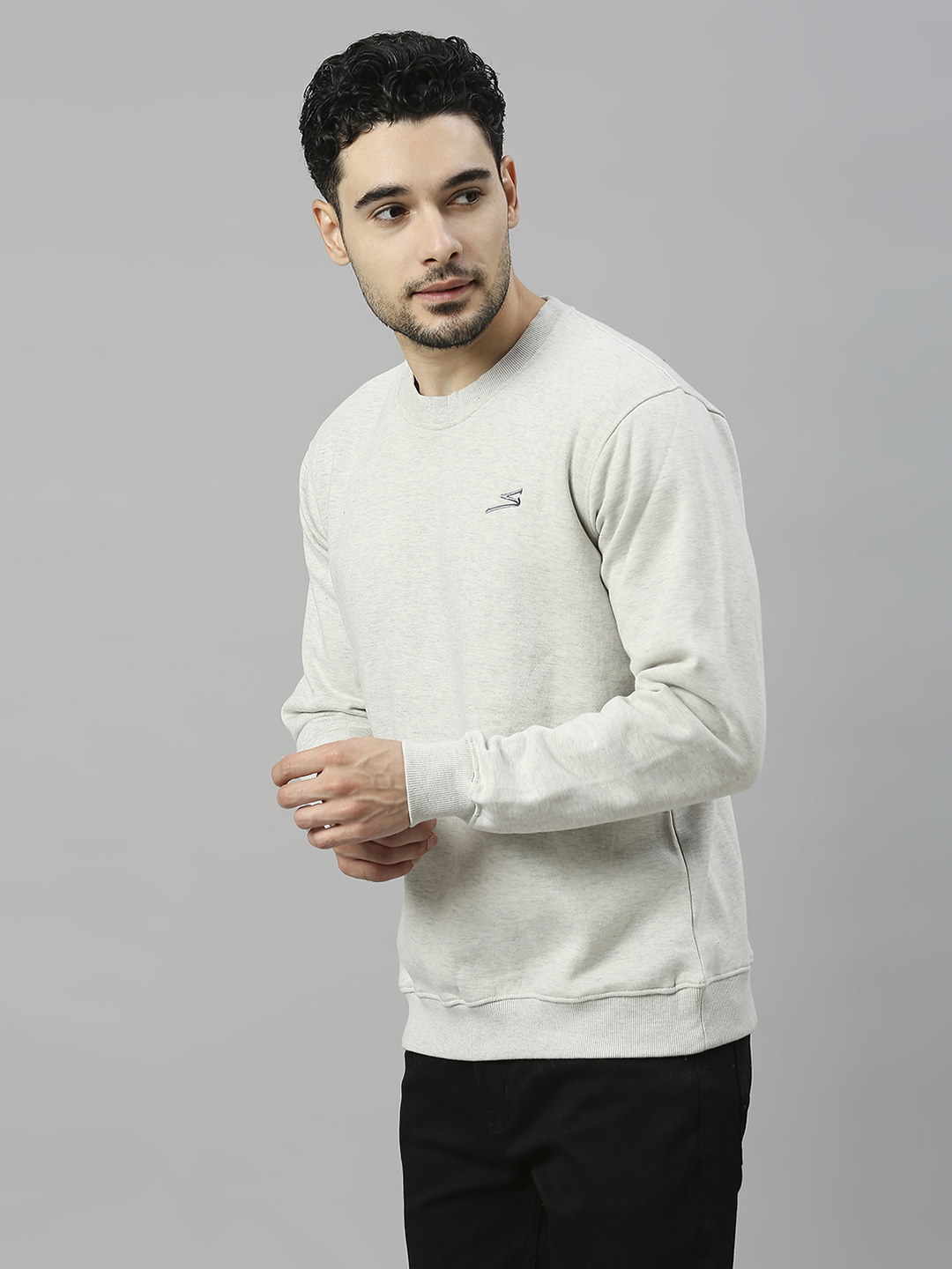 SG Men Light Grey Solid Long Sleeves Round Neck Sweatshirts (3)