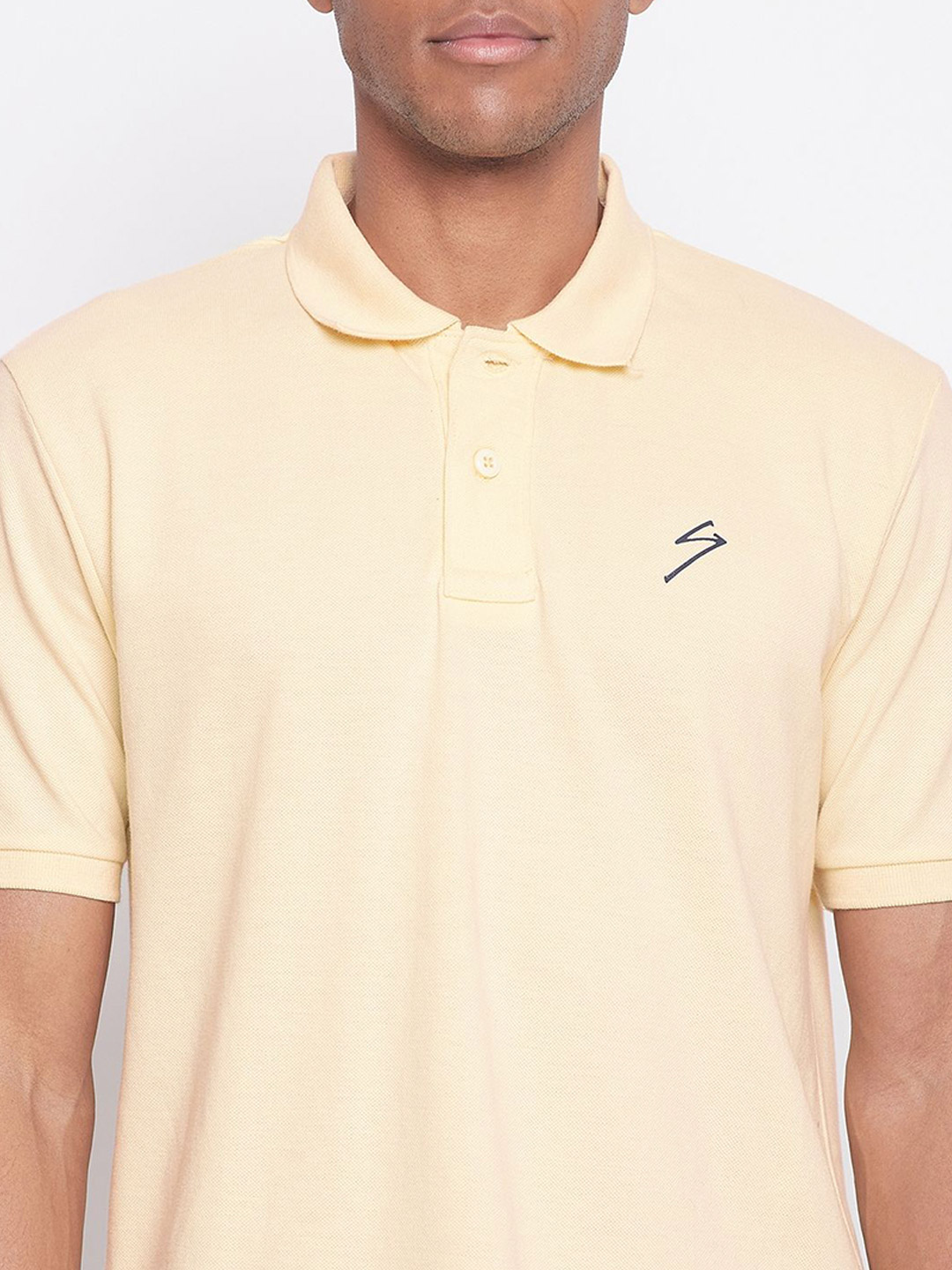 SG Men Light Yellow Solid Short Sleeves Polo Collar T-Shirts (2)