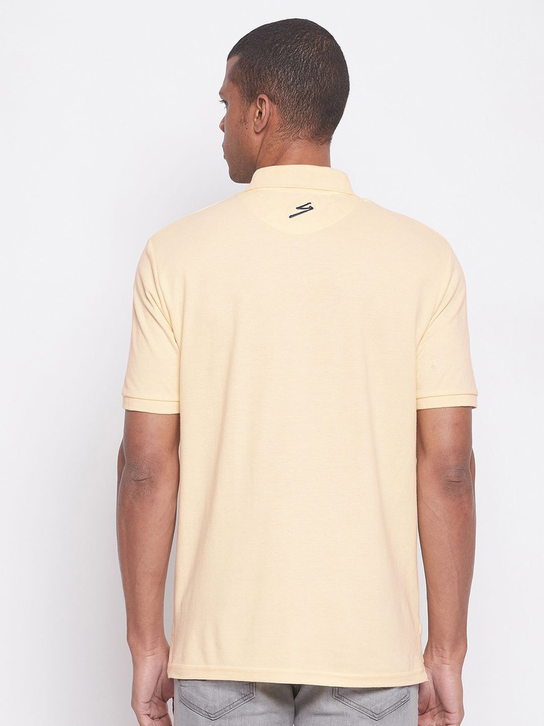 SG Men Light Yellow Solid Short Sleeves Polo Collar T-Shirts (3)