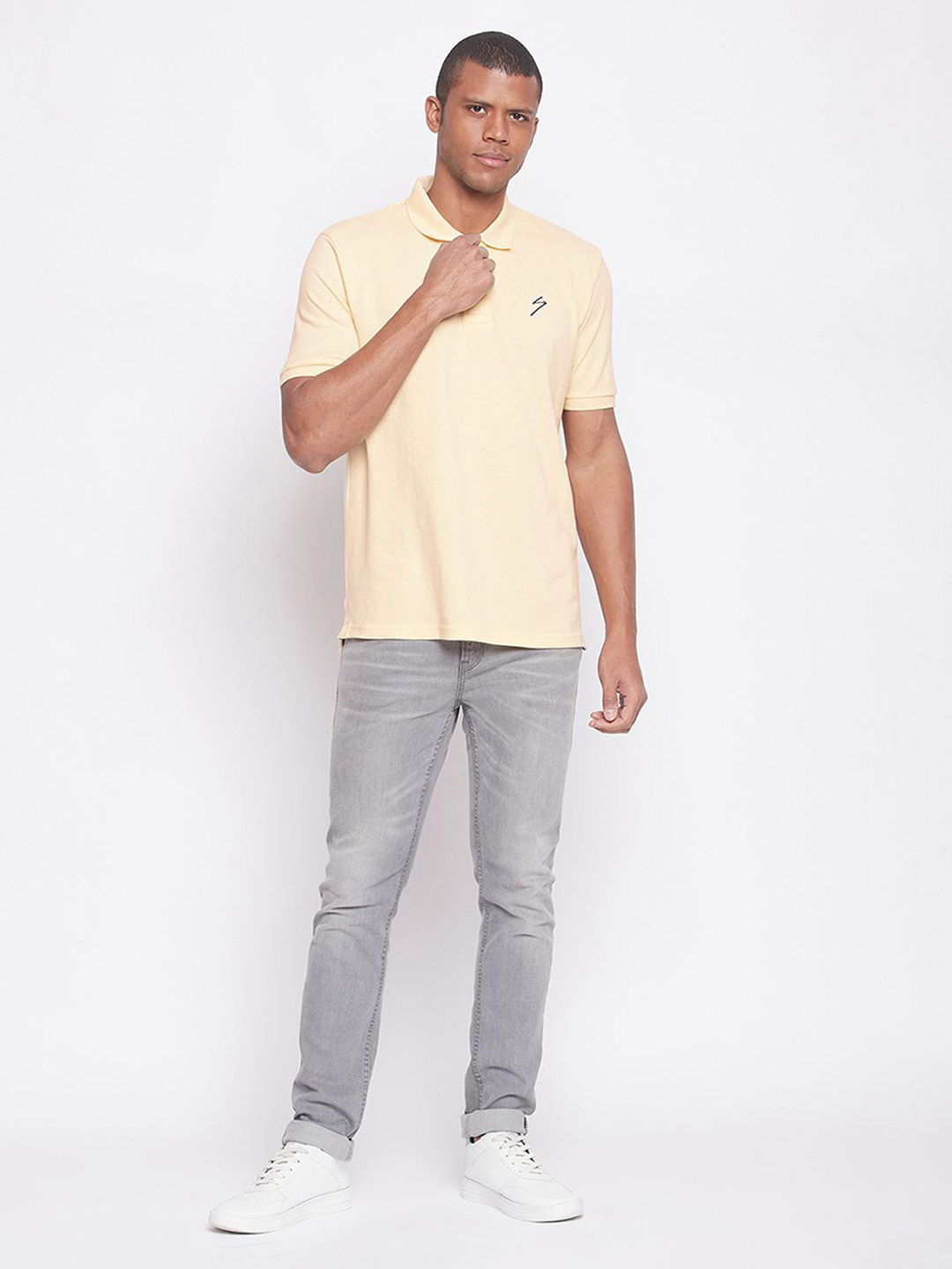SG Men Light Yellow Solid Short Sleeves Polo Collar T-Shirts (6)
