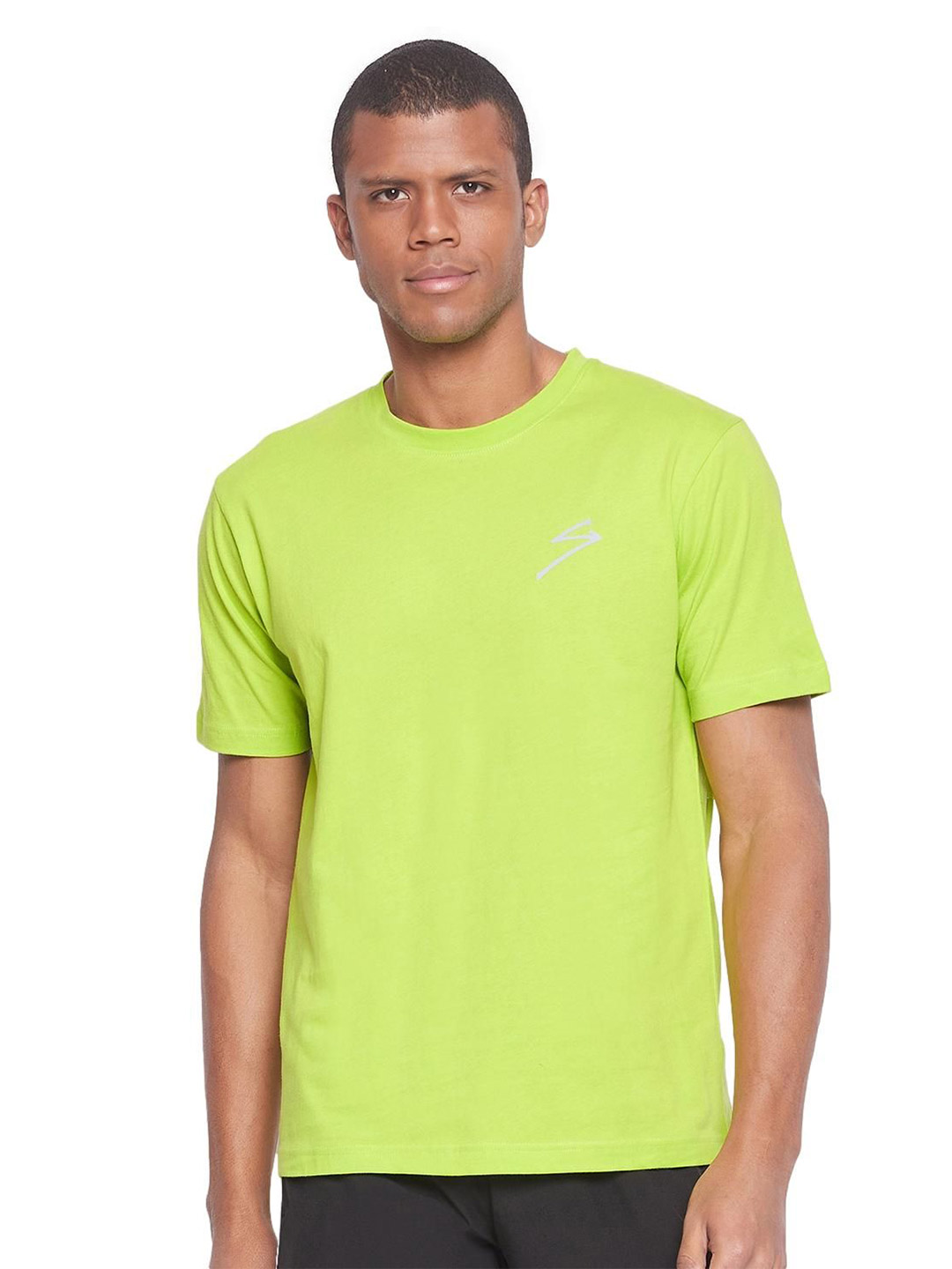 Men Lime Solid Short Sleeves Polo Collar T-Shirts