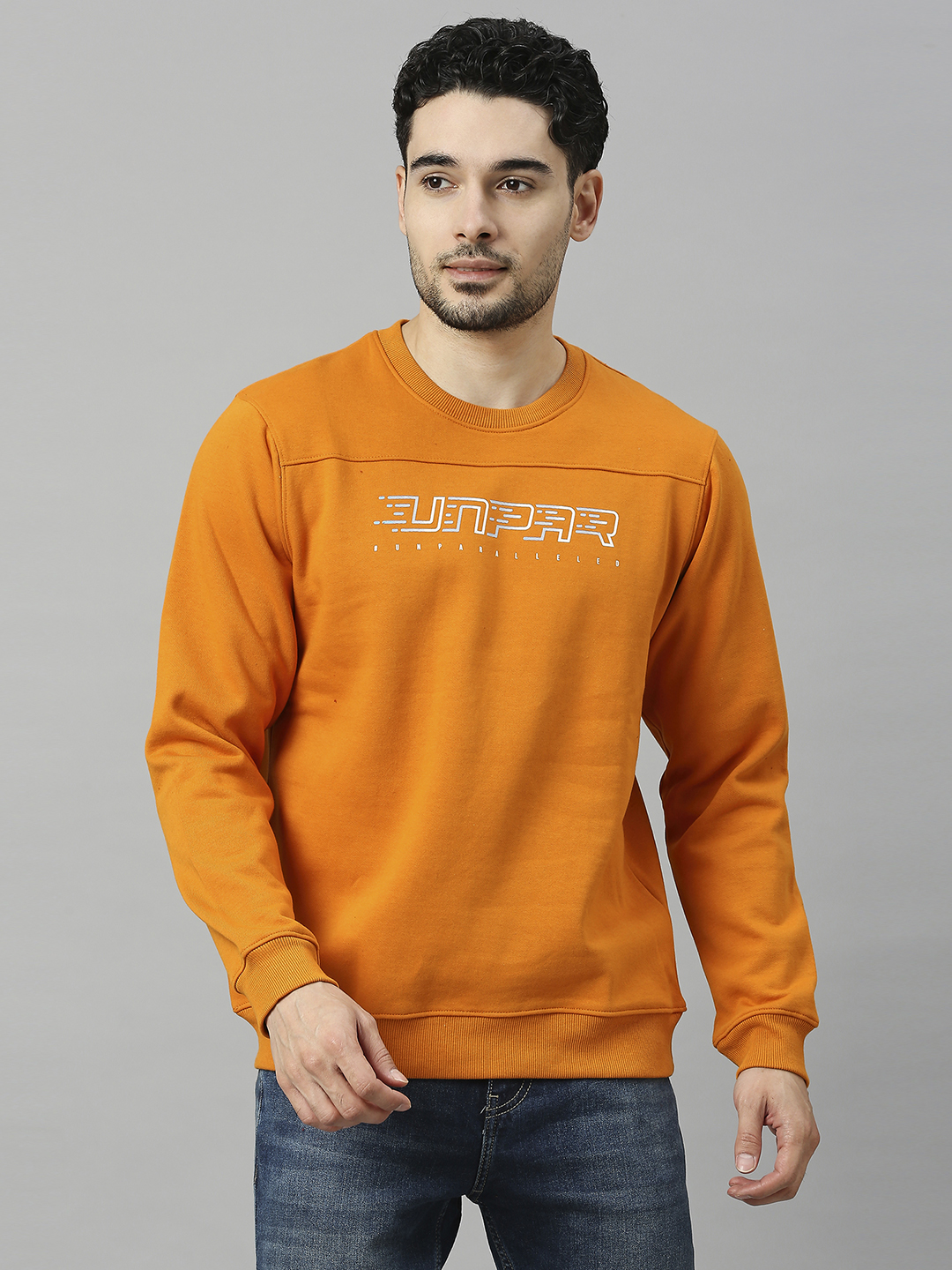 SG Men Marigold Solid Long Sleeves Round Neck Sweatshirts (1)
