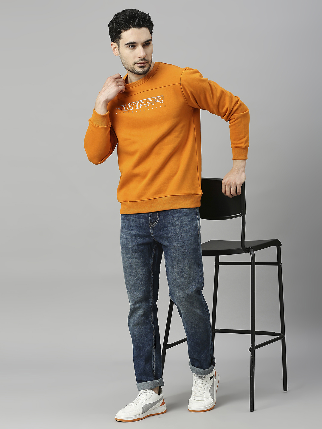 SG Men Marigold Solid Long Sleeves Round Neck Sweatshirts (4)