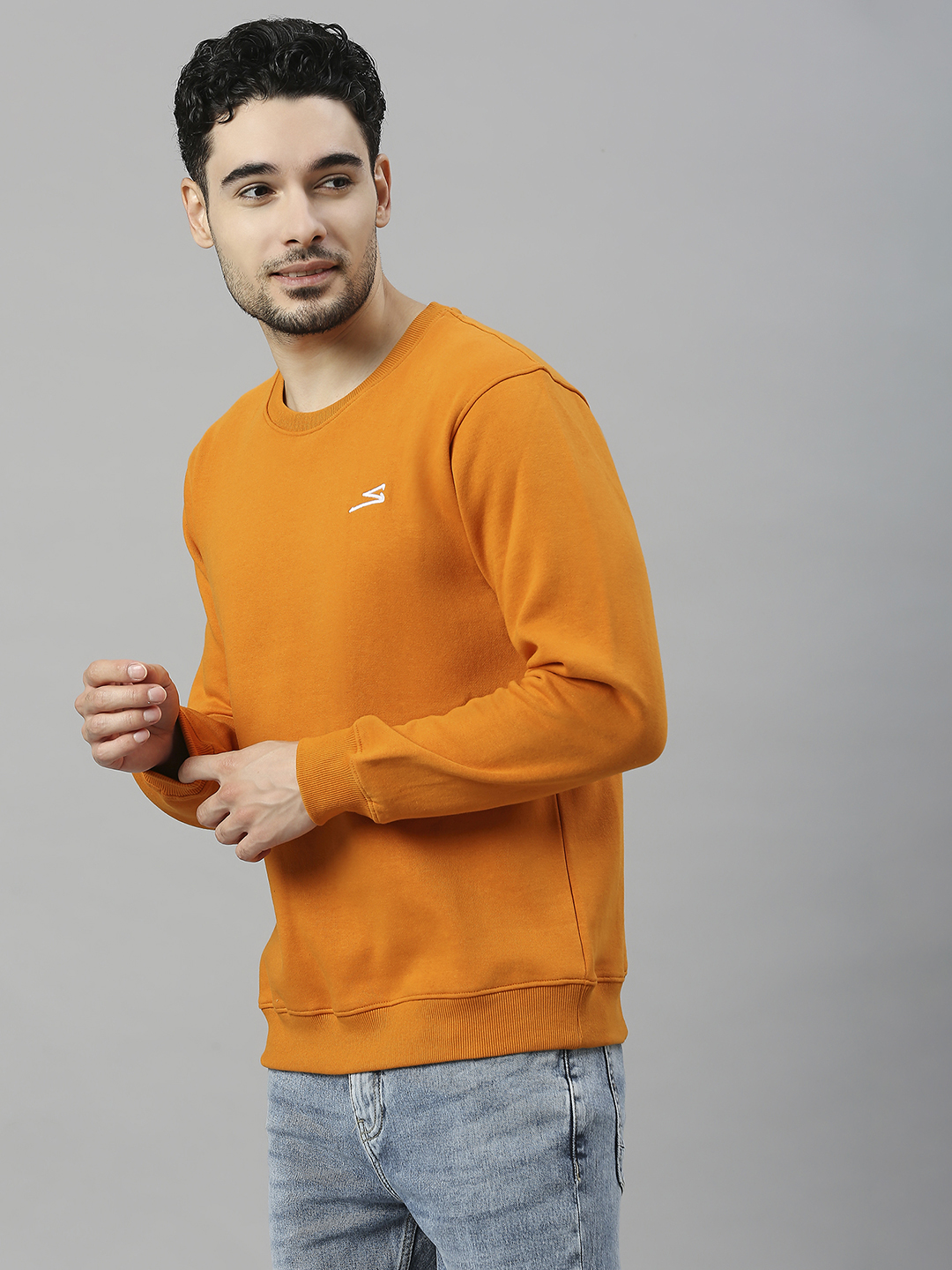 SG Men Marigold Solid Long Sleeves Round Neck Sweatshirts (3)