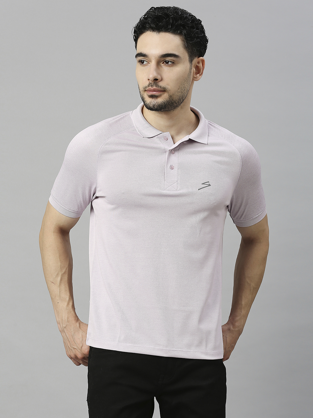 SG Men Misty Lilac Solid Short Sleeves Polo Collar T-Shirts