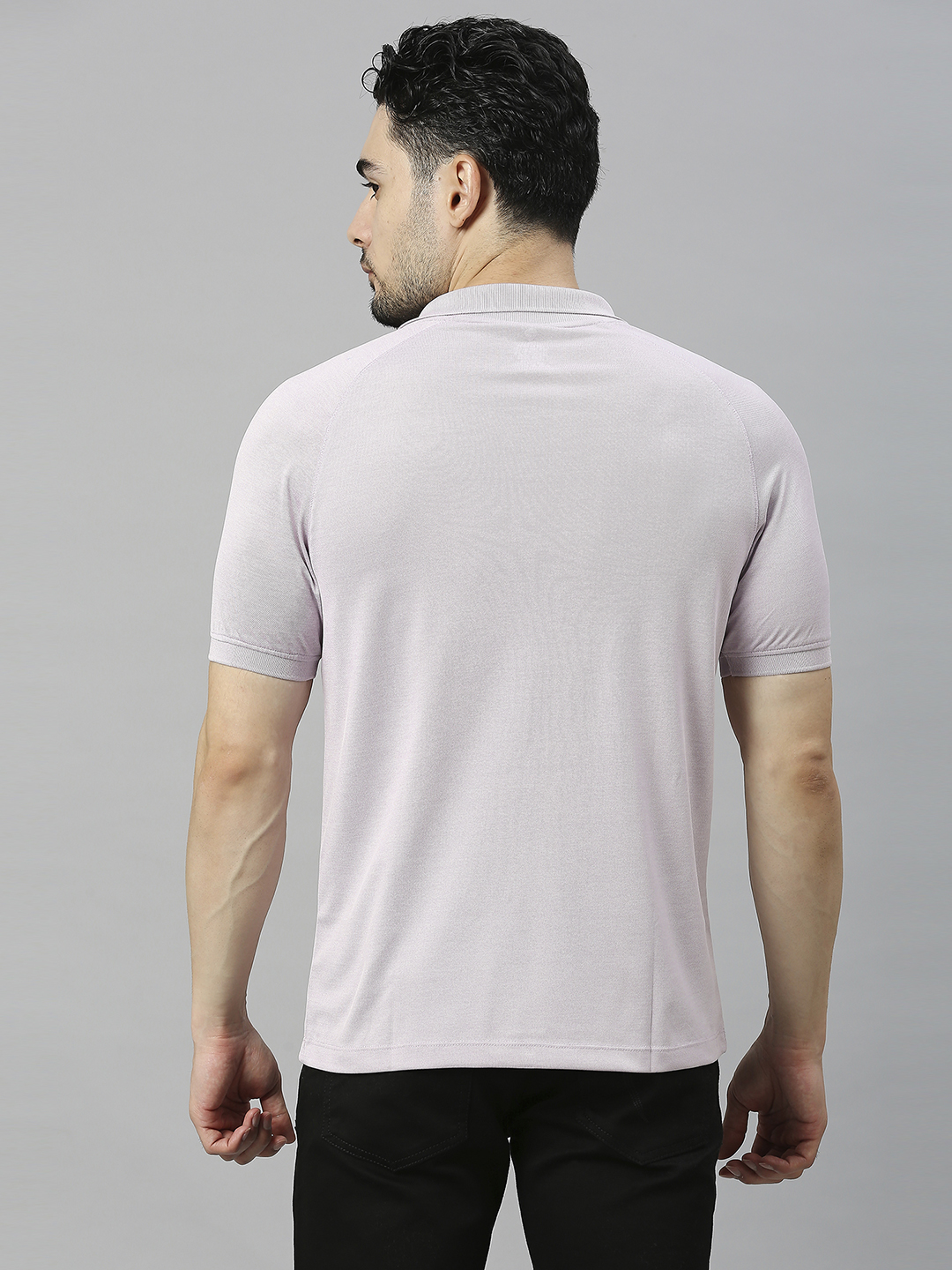 SG Men Misty Lilac Solid Short Sleeves Polo Collar T-Shirts (2)