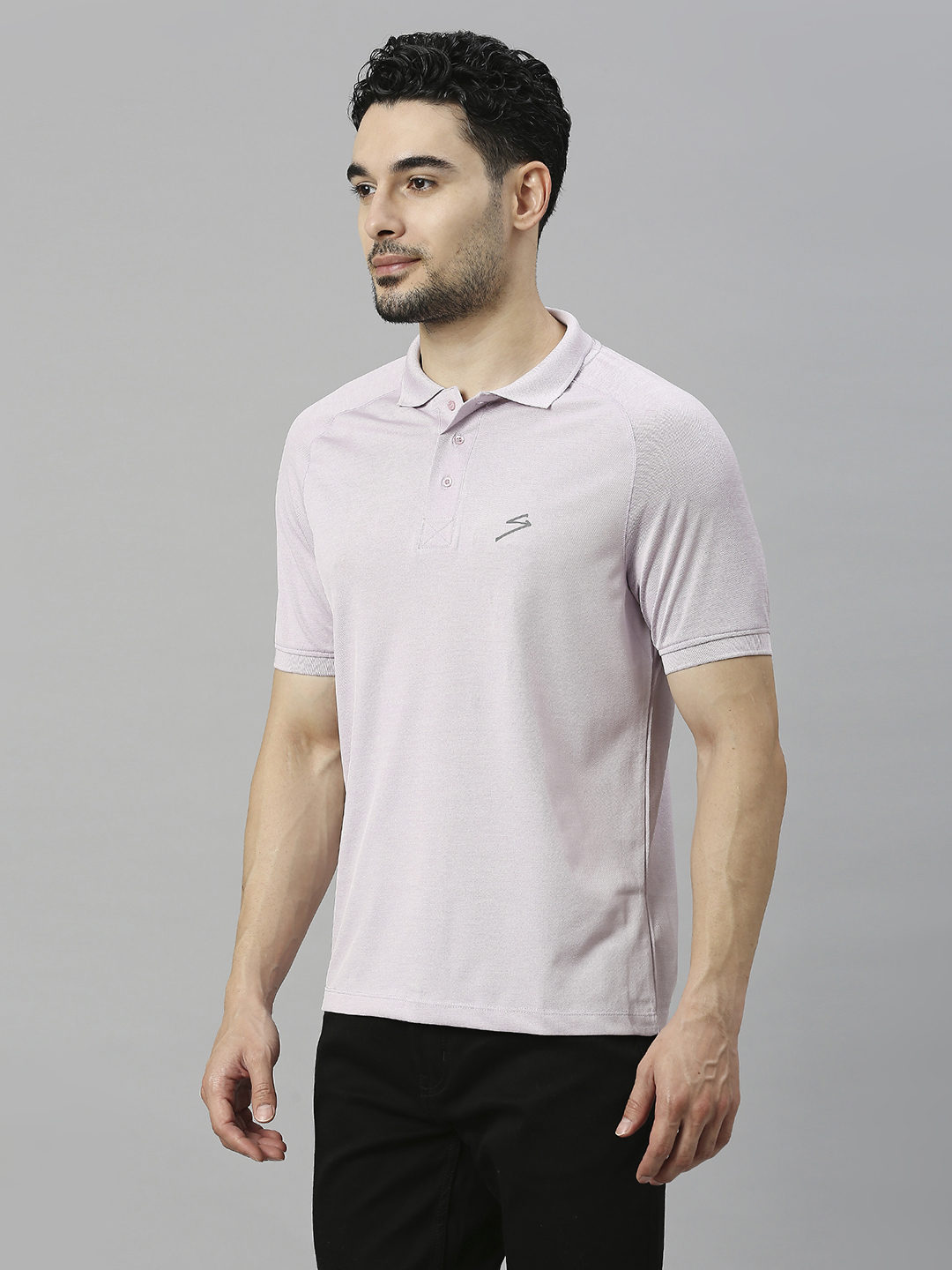 SG Men Misty Lilac Solid Short Sleeves Polo Collar T-Shirts (3)