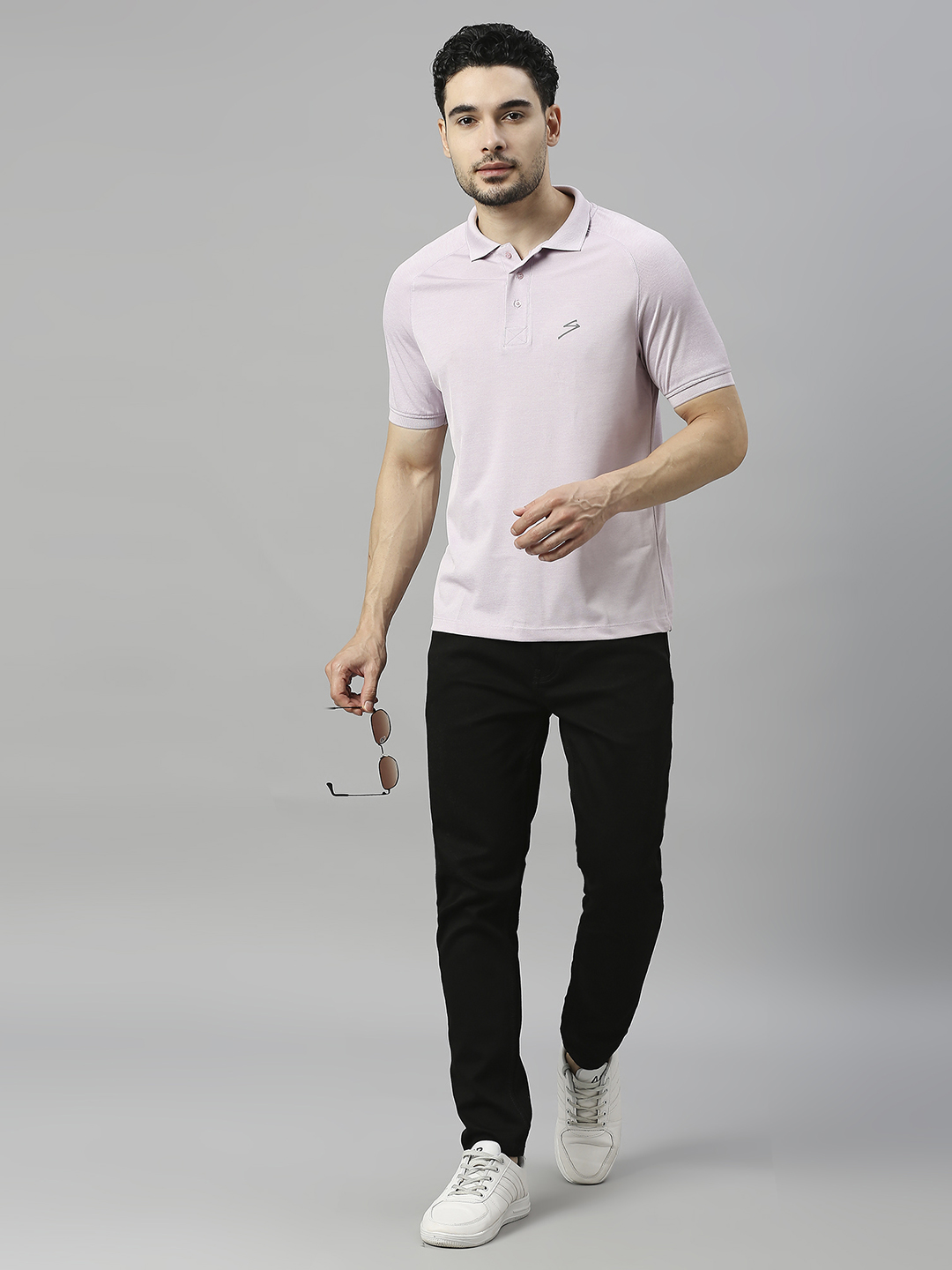 SG Men Misty Lilac Solid Short Sleeves Polo Collar T-Shirts (4)