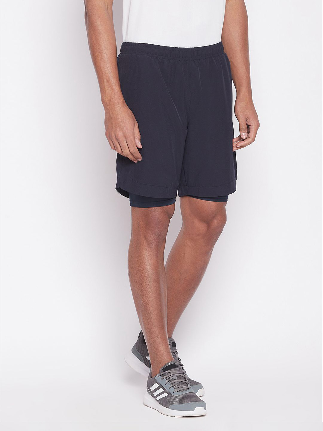 SG Men Navy Blue Printed Polyester Regular Fit Sports Shorts (2)
