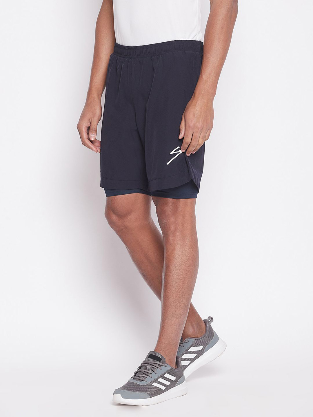 SG Men Navy Blue Printed Polyester Regular Fit Sports Shorts (4)