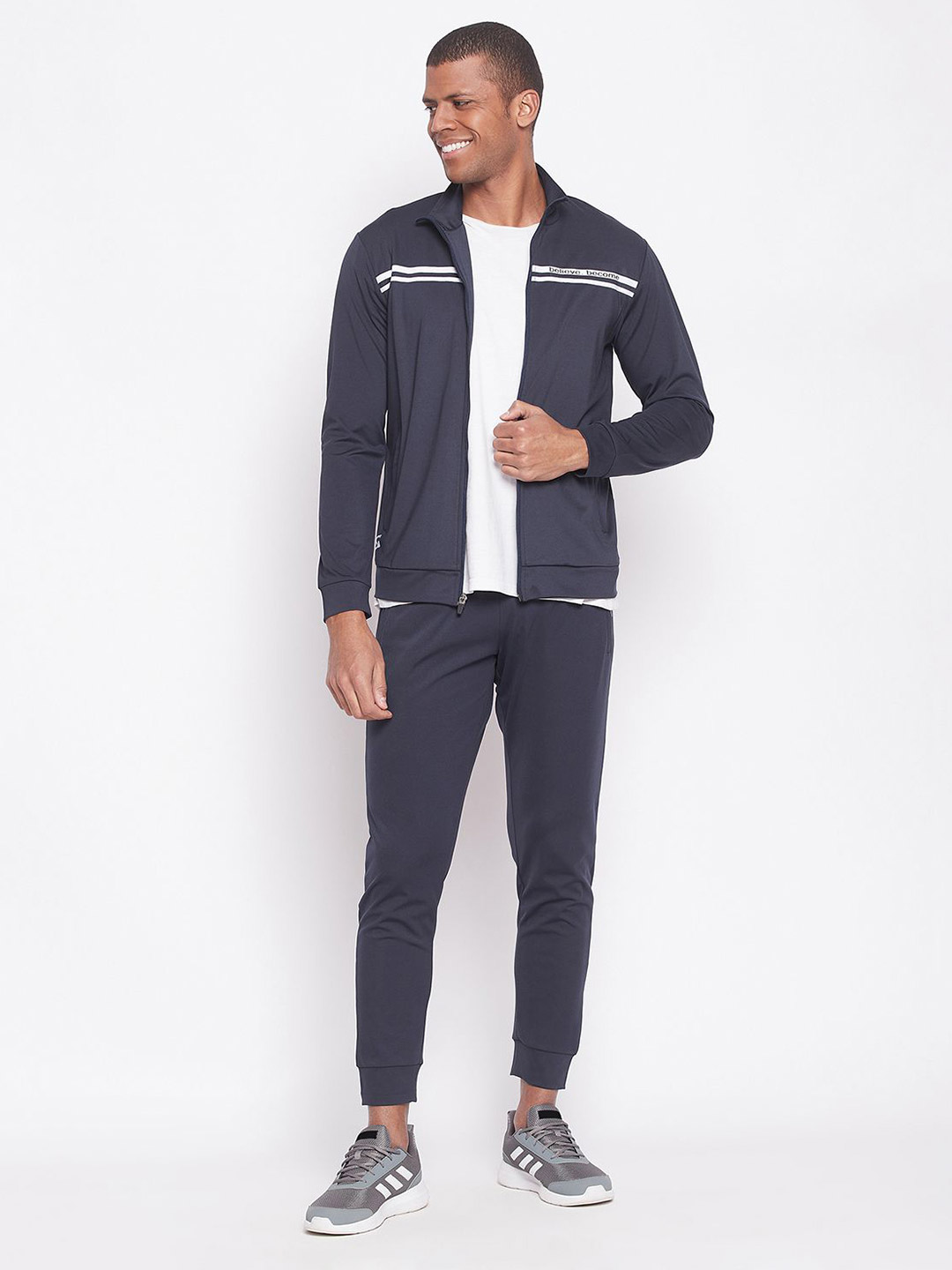 SG Men Navy Blue Printed Polyester Regular Fit Track Pants (2)