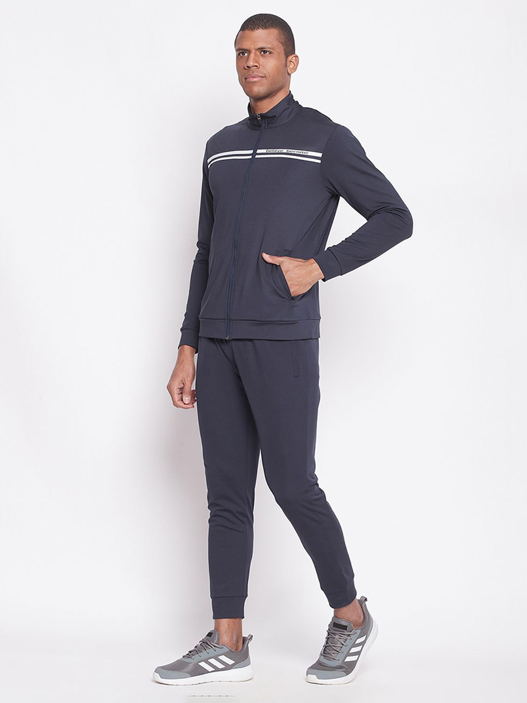 SG Men Navy Blue Printed Polyester Regular Fit Track Pants (3)