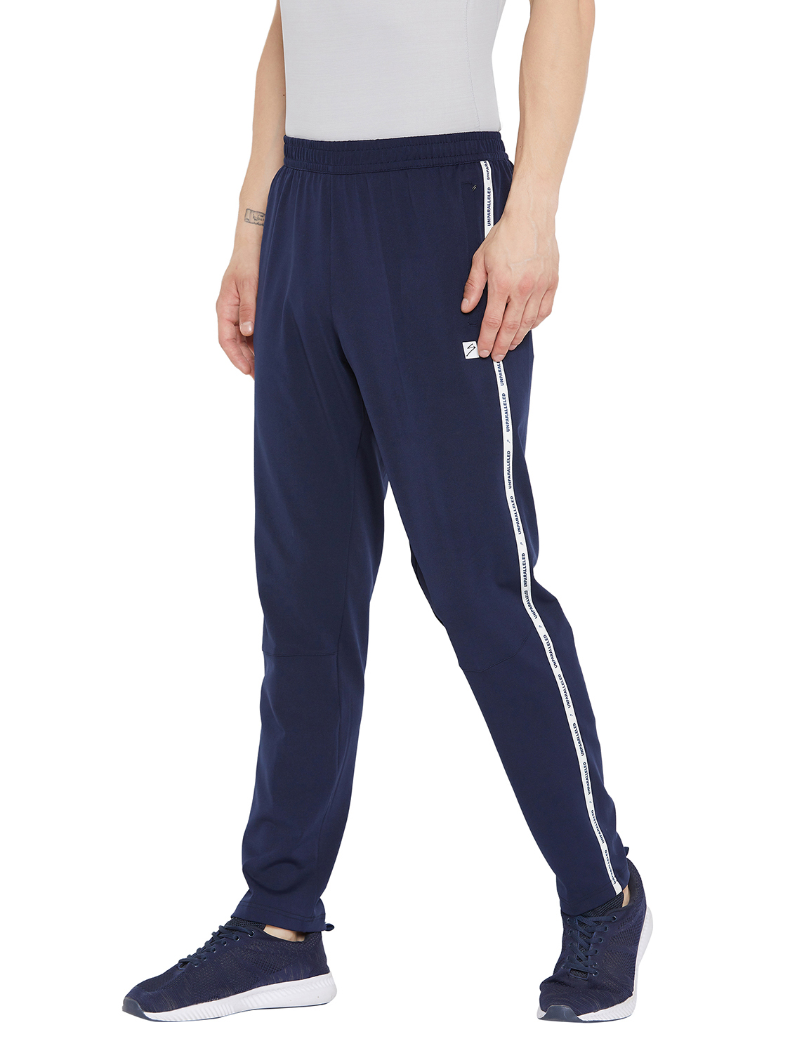 SG Men Navy Blue Printed Polyester Regular Fit Track Pants (2)