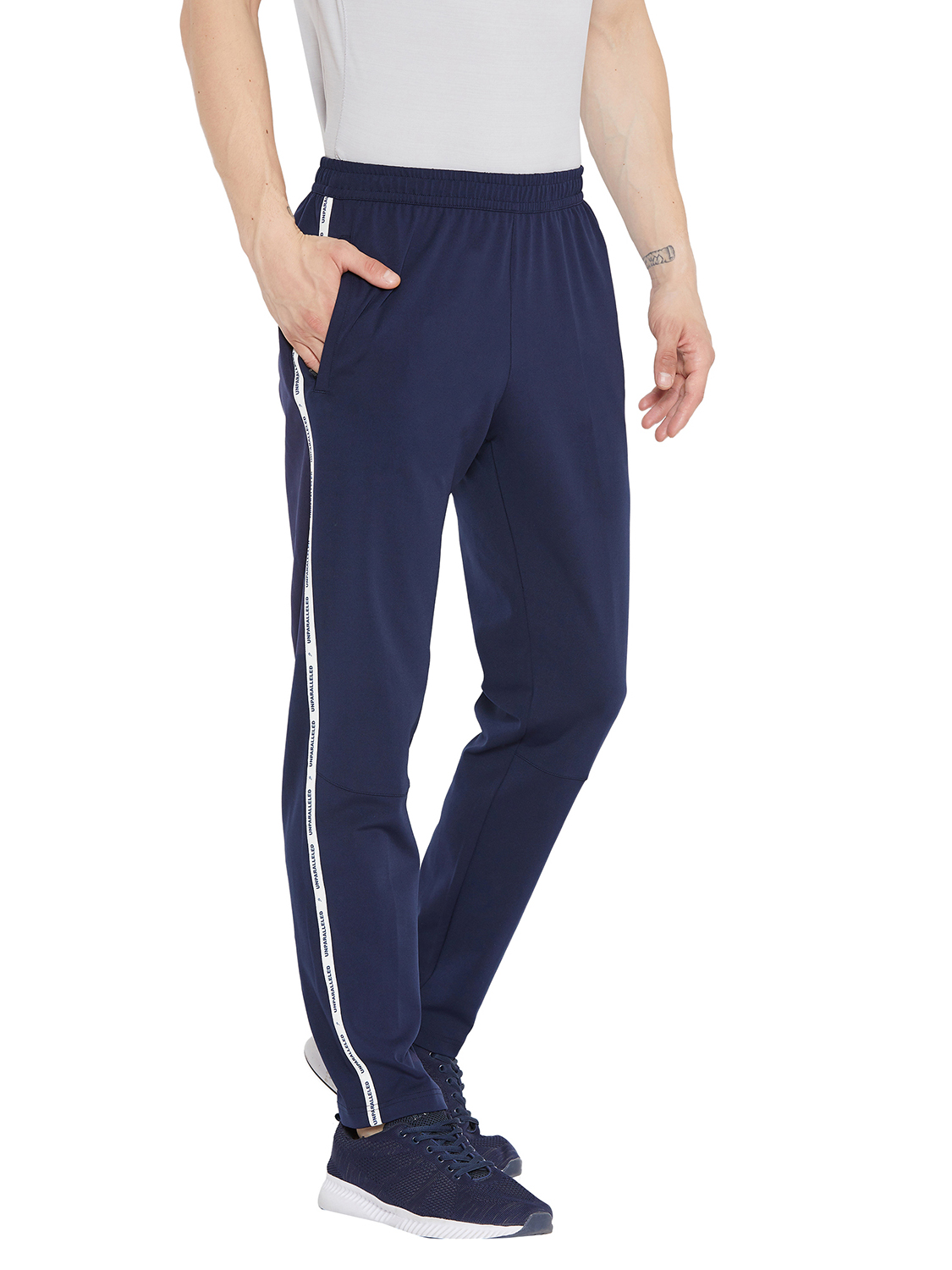 SG Men Navy Blue Printed Polyester Regular Fit Track Pants (3)