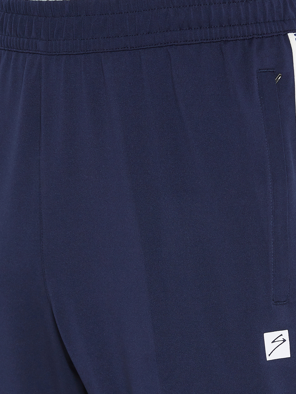 SG Men Navy Blue Printed Polyester Regular Fit Track Pants (6)