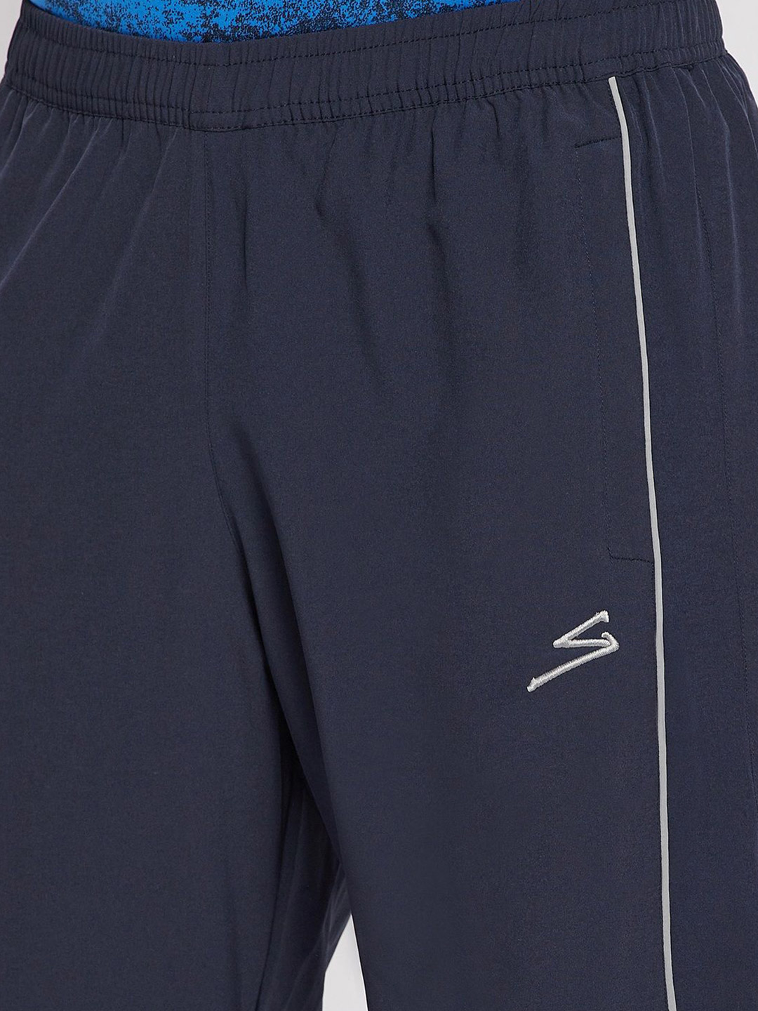 SG Men Navy Blue Printed Polyester Regular Fit Track Pants (2)