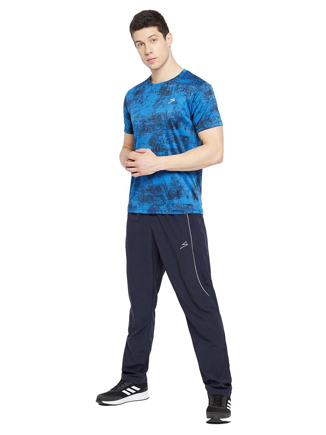 SG Men Navy Blue Printed Polyester Regular Fit Track Pants (4)