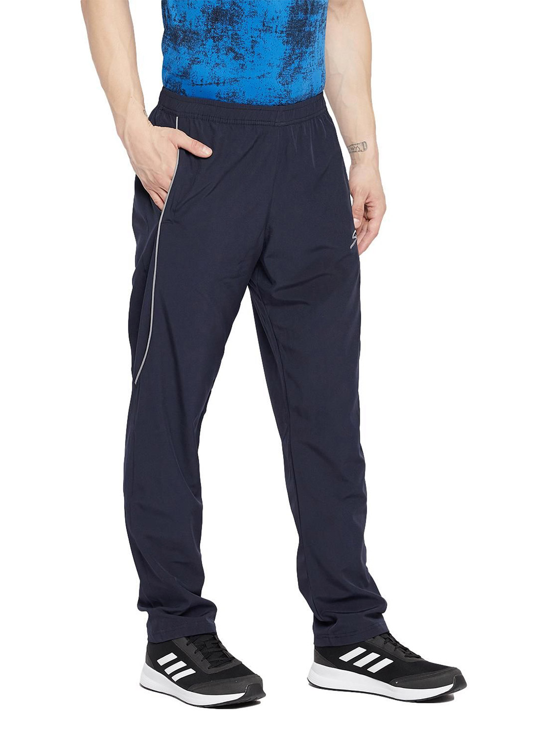 SG Men Navy Blue Printed Polyester Regular Fit Track Pants (6)