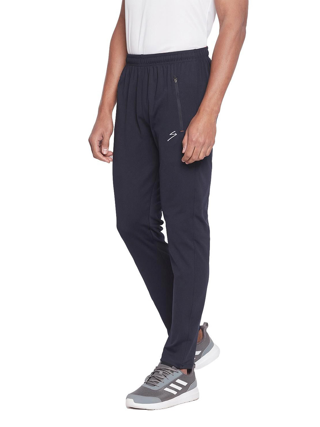 SG Men Navy Blue Printed Polyester Regular Fit Track Pants
