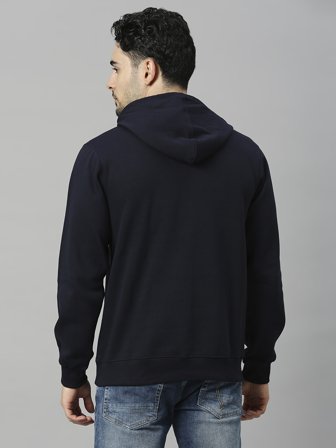 SG Men Navy Blue Solid Long Sleeves Hooded Sweatshirts (2)