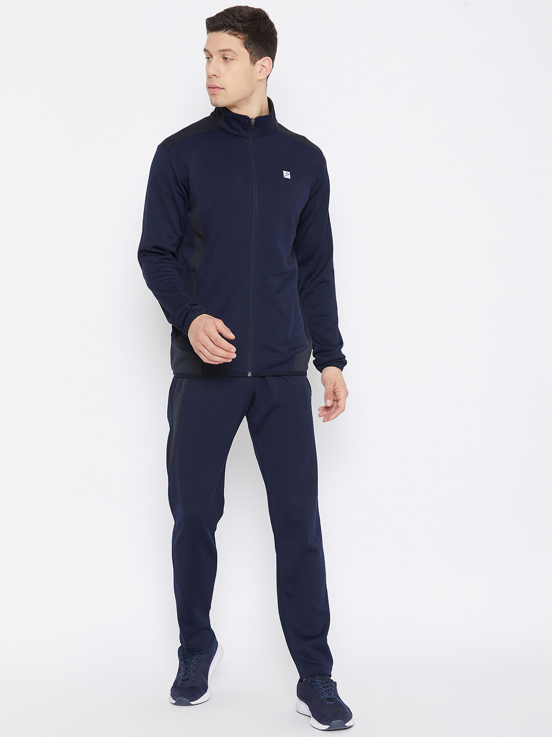 SG Men Navy Blue Solid Long Sleeves Round Neck Co-ord Sets