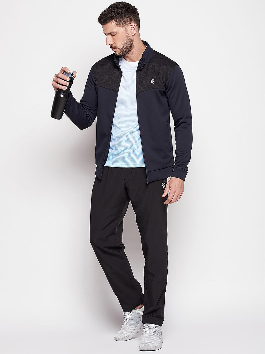 SG Men Navy Blue Solid Long Sleeves Round Neck Jackets (5)