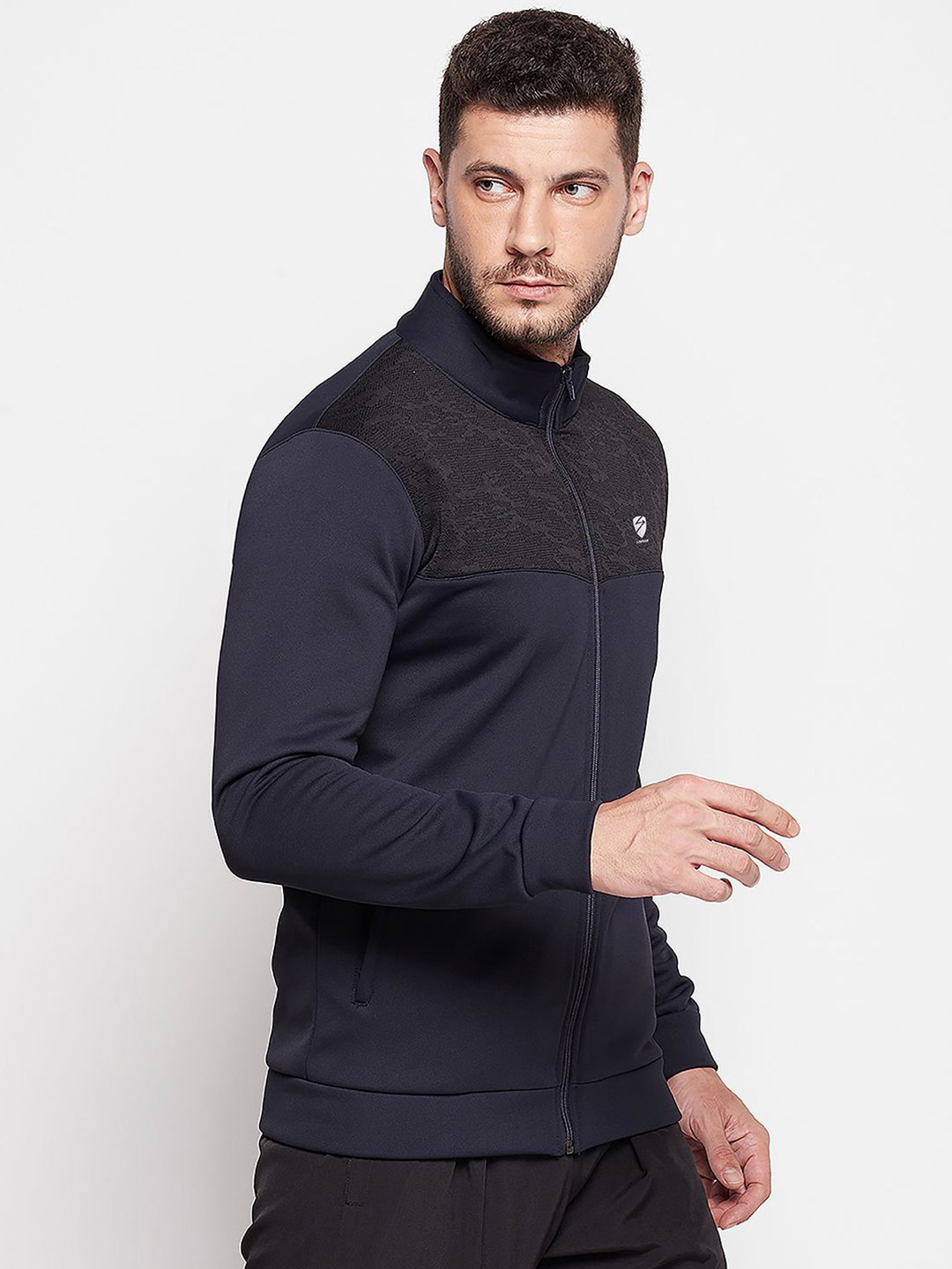 SG Men Navy Blue Solid Long Sleeves Round Neck Jackets (3)