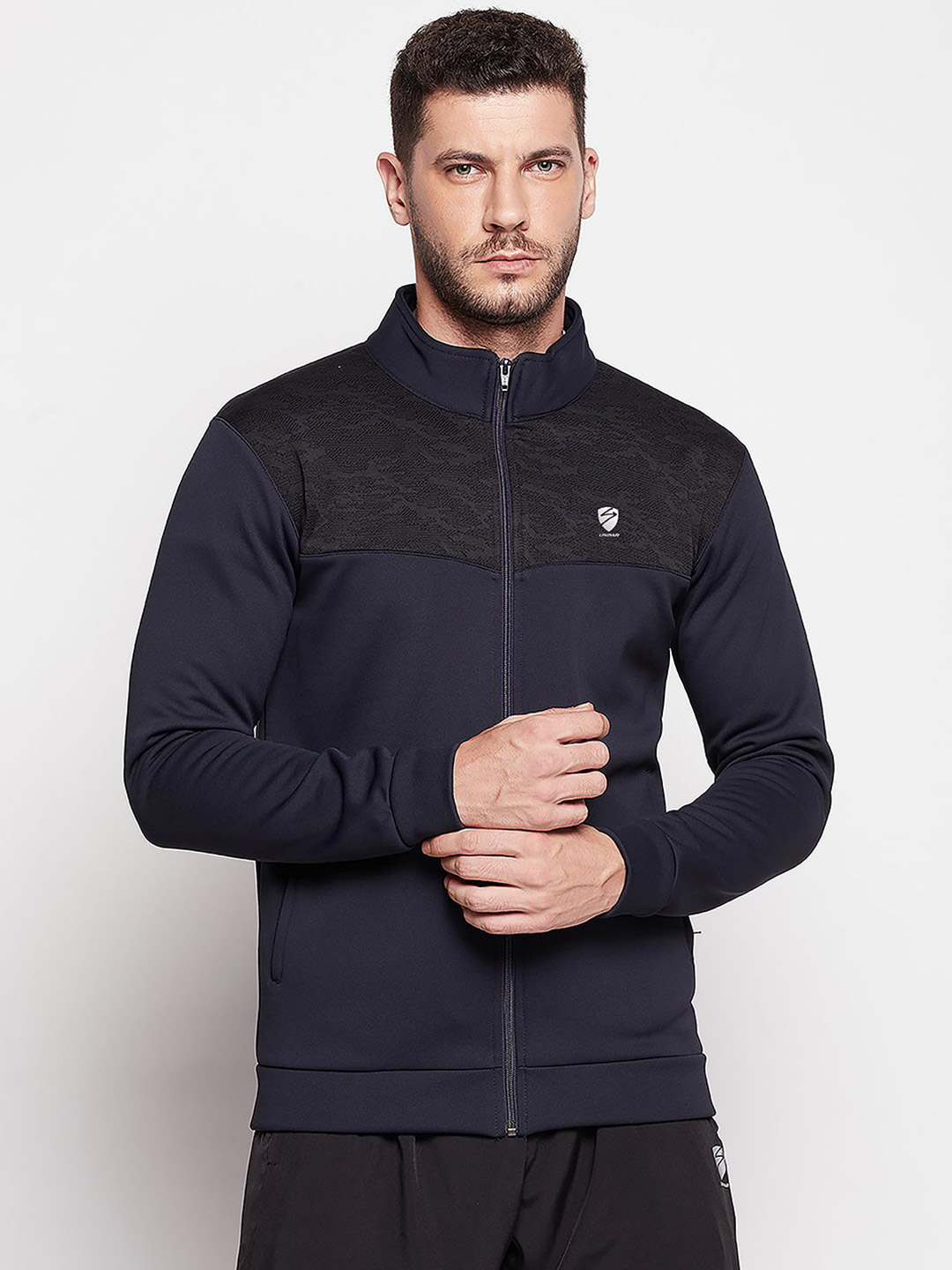 SG Men Navy Blue Solid Long Sleeves Round Neck Jackets (1)