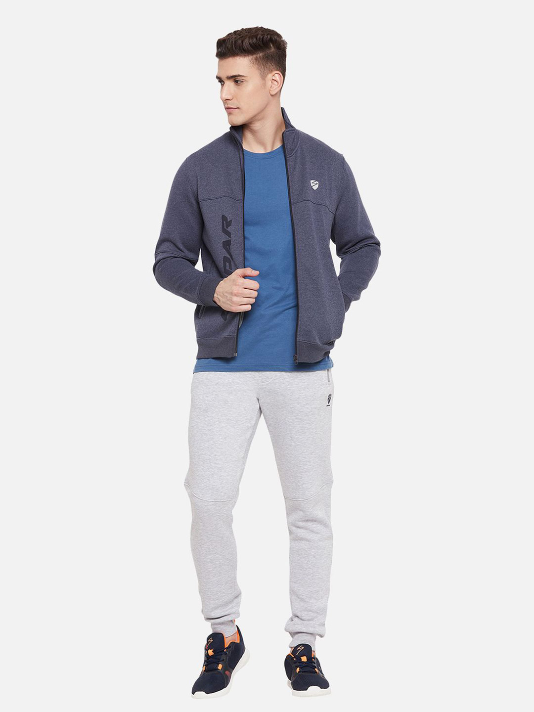 SG Men Navy Blue Solid Long Sleeves Round Neck Jackets (5)