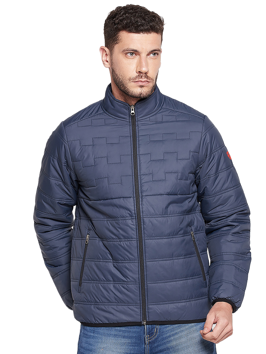SG Men Navy Blue Solid Long Sleeves Round Neck Jackets (1)