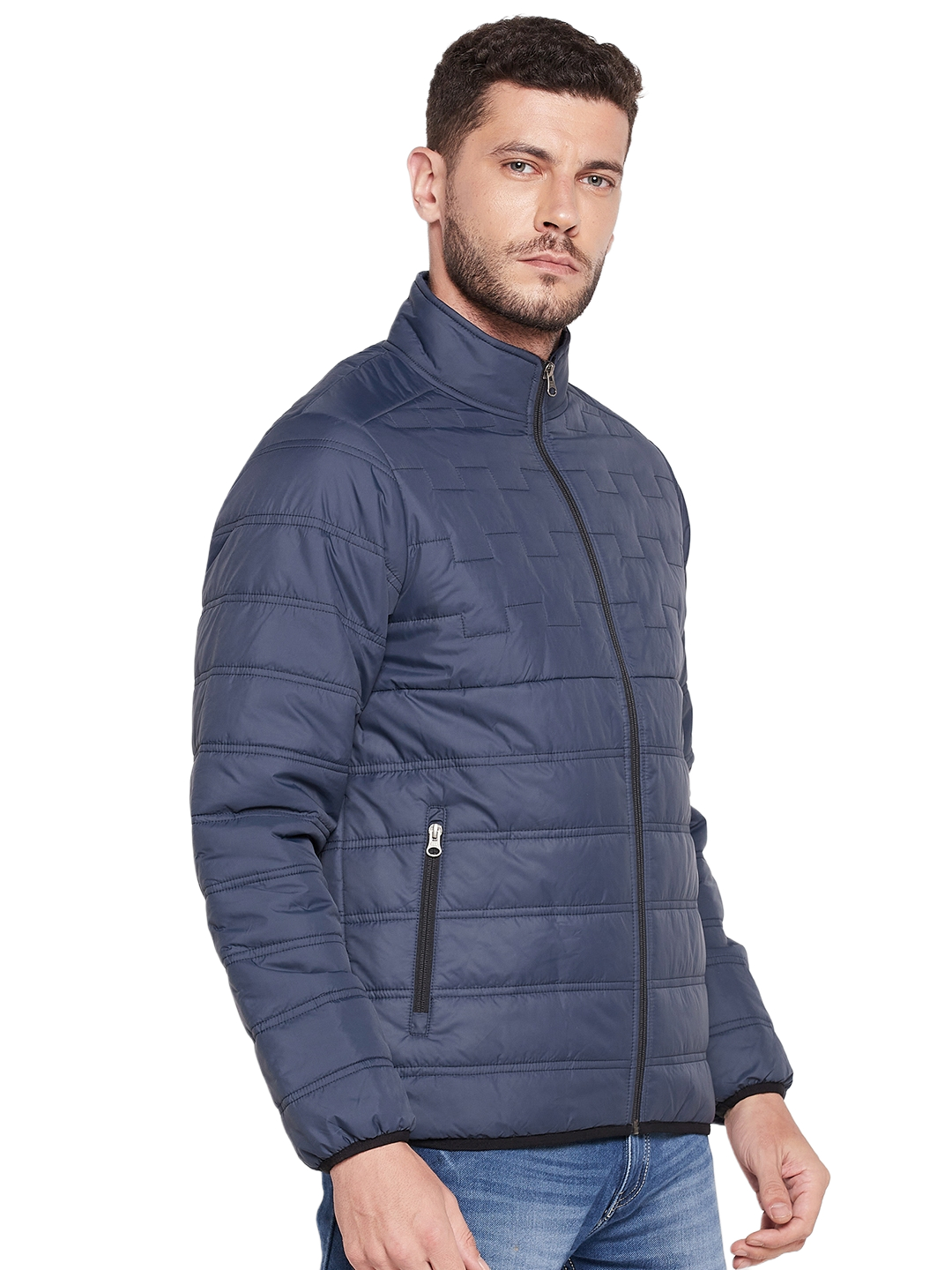 SG Men Navy Blue Solid Long Sleeves Round Neck Jackets (4)