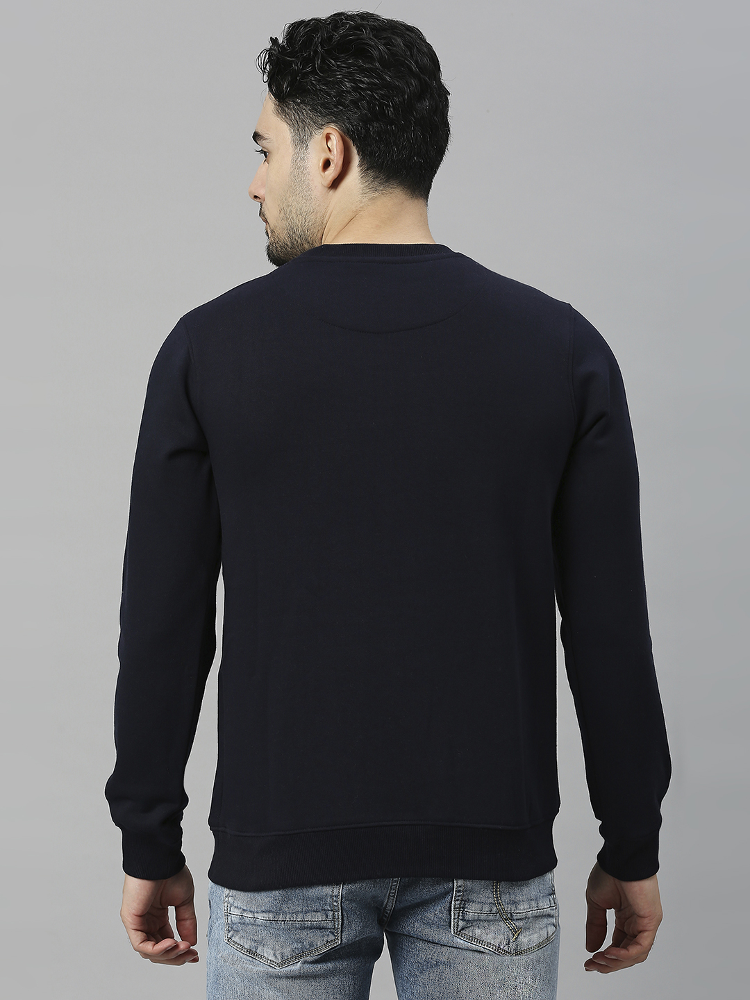 SG Men Navy Blue Solid Long Sleeves Round Neck Sweatshirts (2)