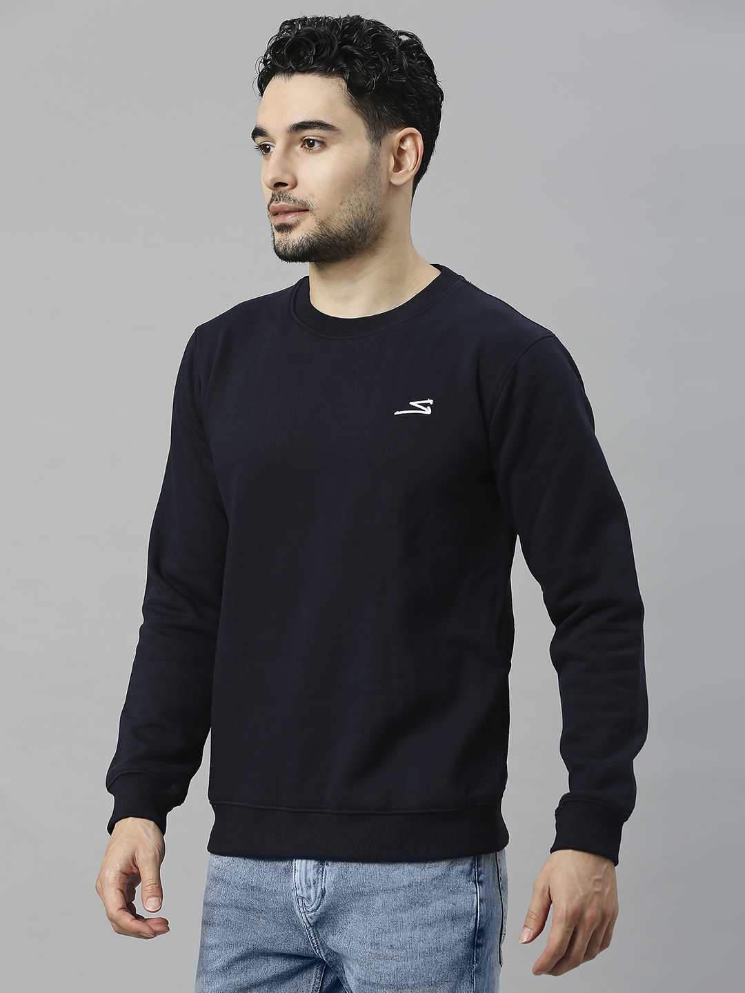 SG Men Navy Blue Solid Long Sleeves Round Neck Sweatshirts (3)