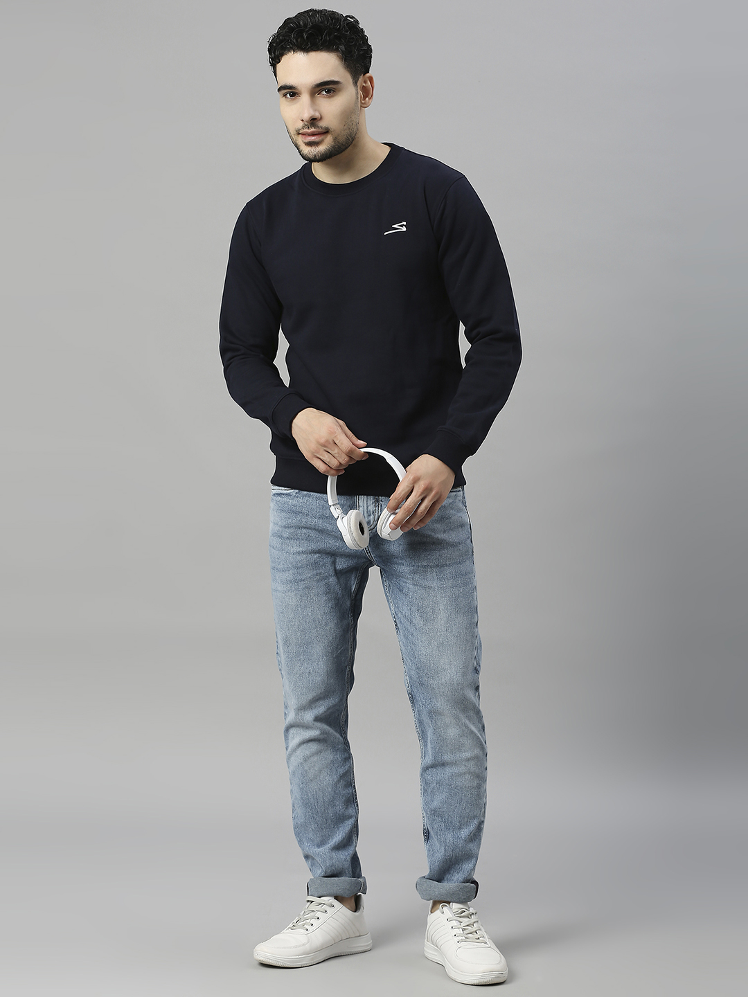 SG Men Navy Blue Solid Long Sleeves Round Neck Sweatshirts (4)