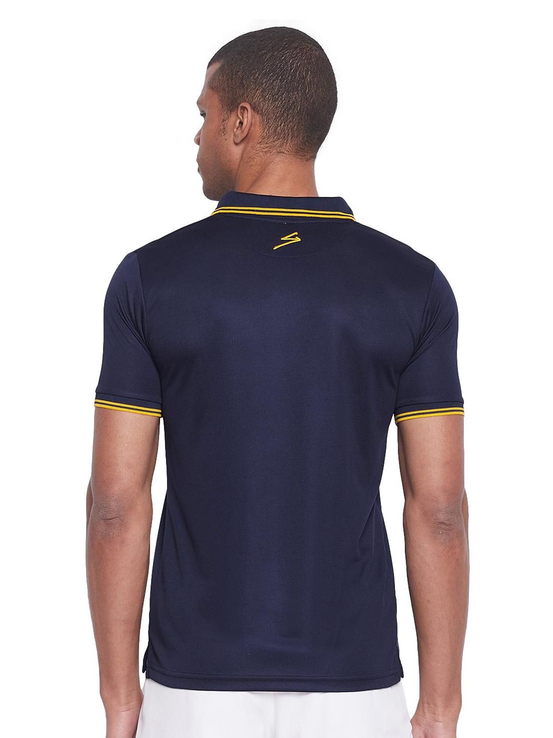 SG Men Navy Blue Solid Short Sleeves Polo Collar T-Shirts (2)